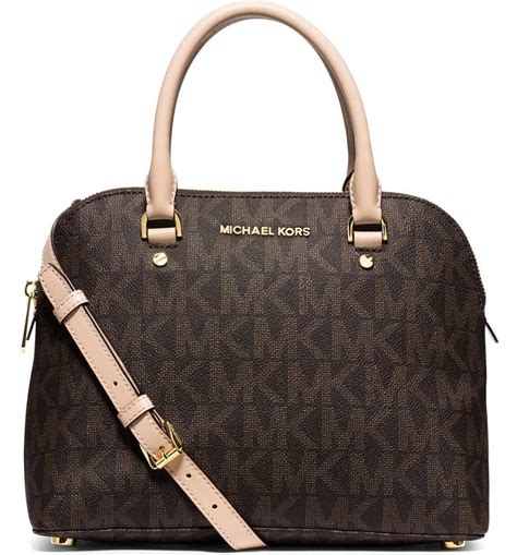 michael kors cindy lg dome satchel leather|Michael Kors Cindy MK Signature LG Dome Satchel Zip Bag .